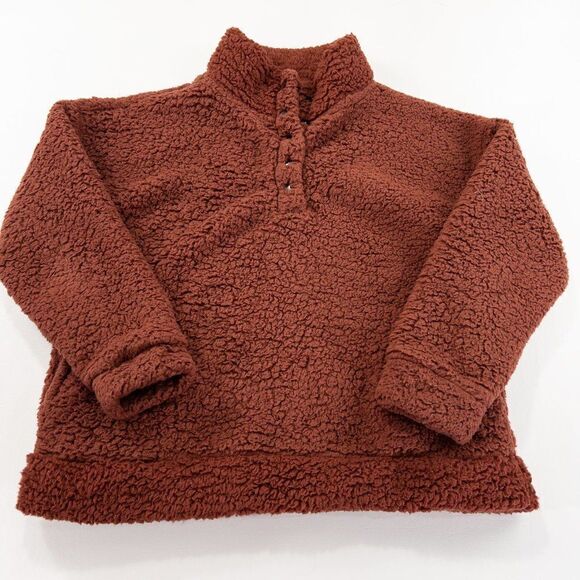 Pink Rose Fleece Sweater Womens Large Pink 5 Button Pullover Long Sleeve Jacket - Picture 1 of 9